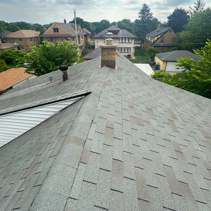 A professional roof installation services near Oak Creek, WI - view from the finished roof