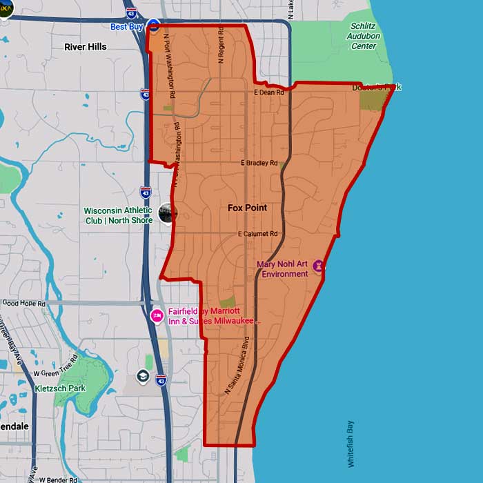 First Choice Roofing service coverage around Fox Point WI