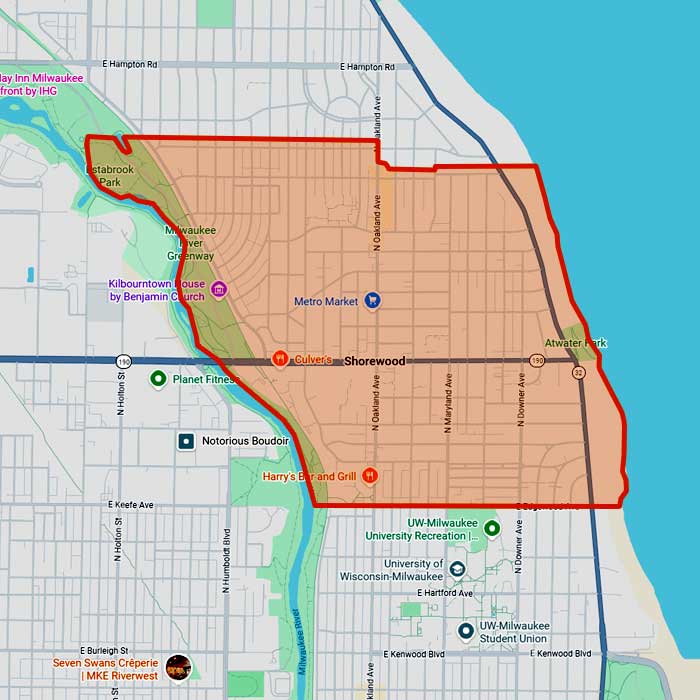 First Choice Roofing service area near Shorewood Wisconsin