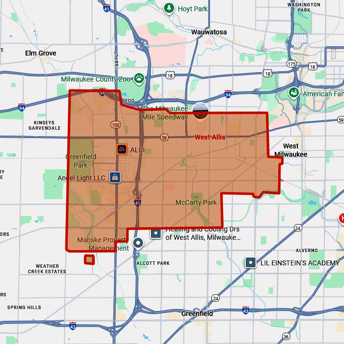 First Choice Roofing service coverage area West Allis, Wisconsin